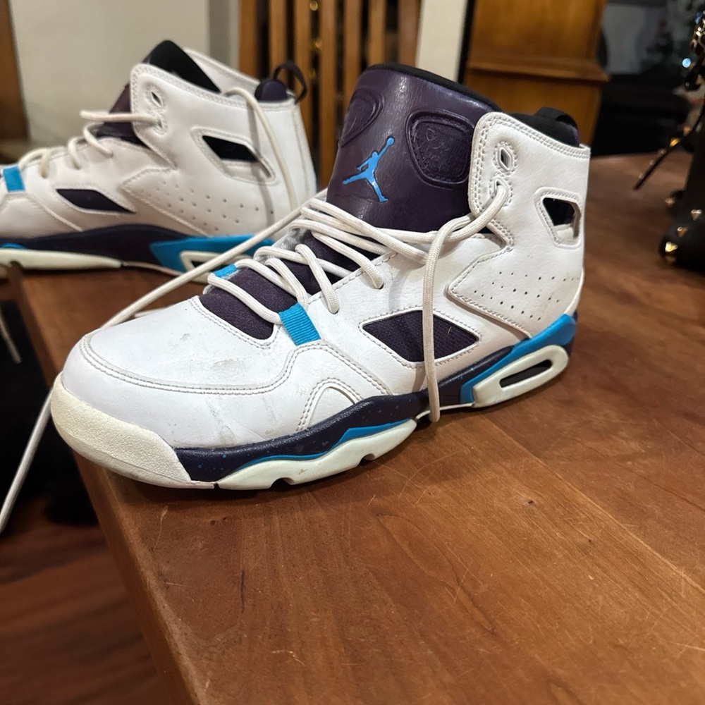 Kids White and Blue High-Top Sneakers